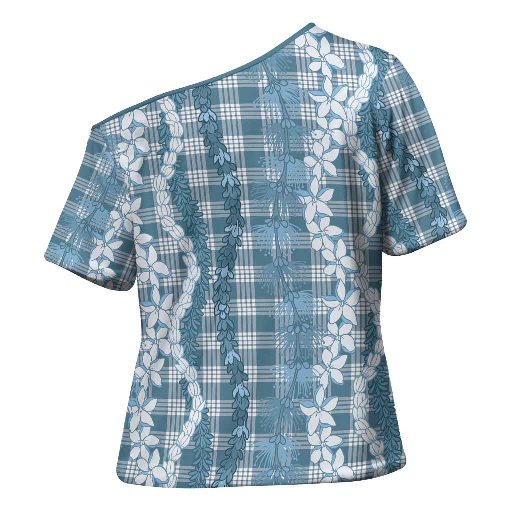 Hawaiian Ohia Lehua Lei Cross Shoulder Shirt Plaid Palaka Uliuli Omaomao Pattern LT9 - Polynesian Pride
