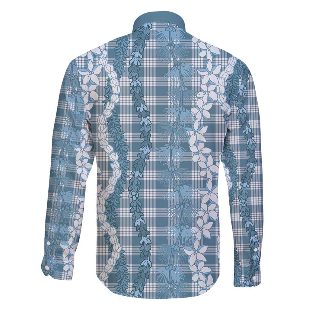 Hawaiian Ohia Lehua Lei Family Matching Long Sleeve Bodycon Dress and Hawaiian Shirt Plaid Palaka Uliuli Omaomao Pattern - Polynesian Pride