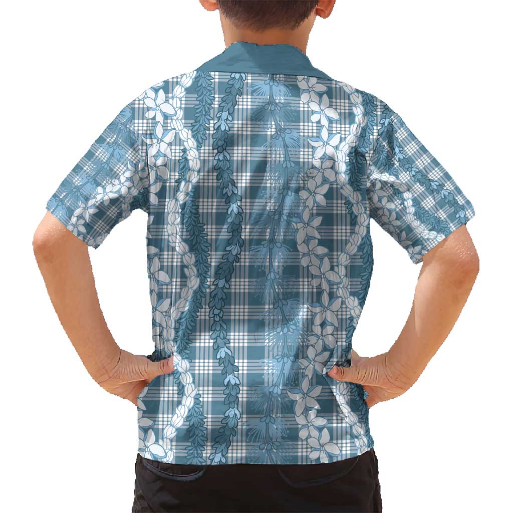 Hawaiian Ohia Lehua Lei Family Matching Puletasi and Hawaiian Shirt Plaid Palaka Uliuli Omaomao Pattern - Polynesian Pride