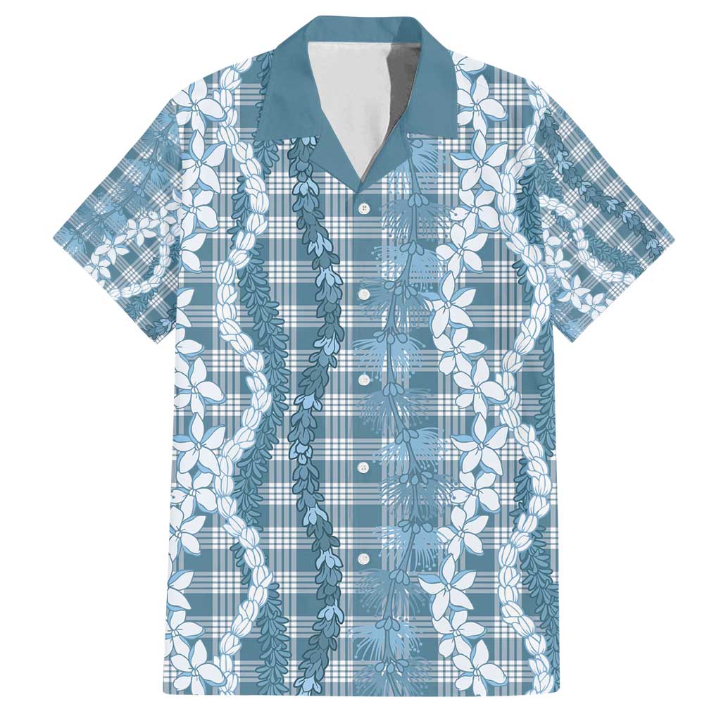 Hawaiian Ohia Lehua Lei Family Matching Tank Maxi Dress and Hawaiian Shirt Plaid Palaka Uliuli Omaomao Pattern - Polynesian Pride