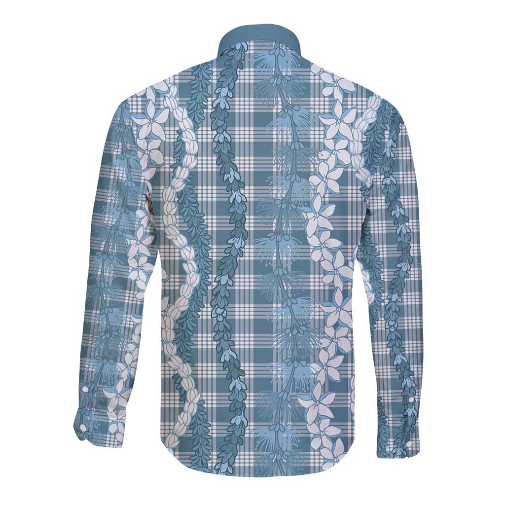 Hawaiian Ohia Lehua Lei Long Sleeve Button Shirt Plaid Palaka Uliuli Omaomao Pattern - Polynesian Pride