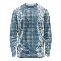 Hawaiian Ohia Lehua Lei Long Sleeve Shirt Plaid Palaka Uliuli Omaomao Pattern LT9 Unisex Teal - Polynesian Pride