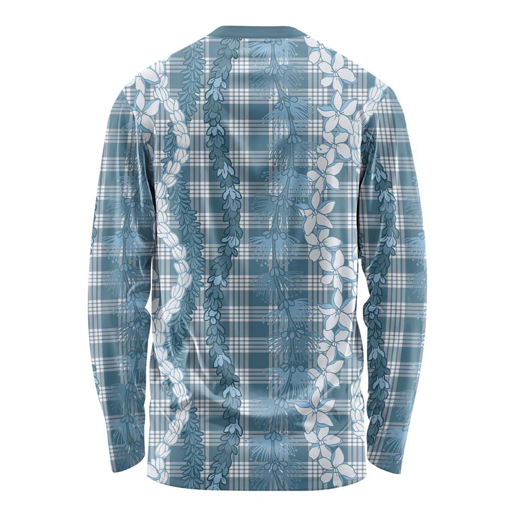 Hawaiian Ohia Lehua Lei Long Sleeve Shirt Plaid Palaka Uliuli Omaomao Pattern LT9 - Polynesian Pride