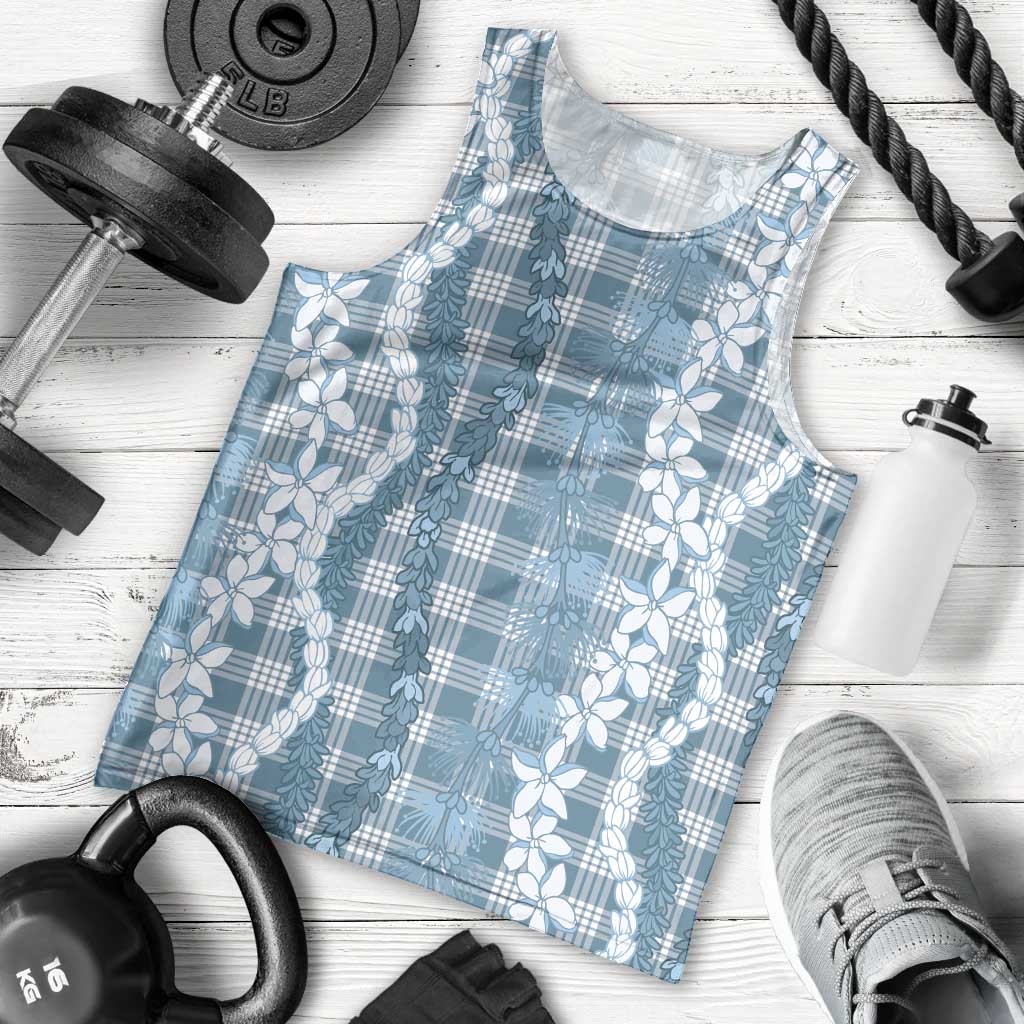 Hawaiian Ohia Lehua Lei Men Tank Top Plaid Palaka Uliuli Omaomao Pattern LT9 - Polynesian Pride