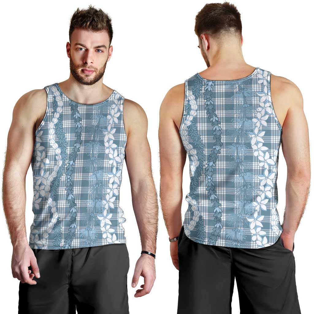 Hawaiian Ohia Lehua Lei Men Tank Top Plaid Palaka Uliuli Omaomao Pattern LT9 - Polynesian Pride