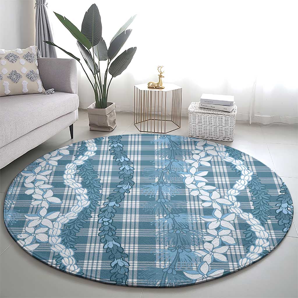Hawaiian Ohia Lehua Lei Round Carpet Plaid Palaka Uliuli Omaomao Pattern - Polynesian Pride