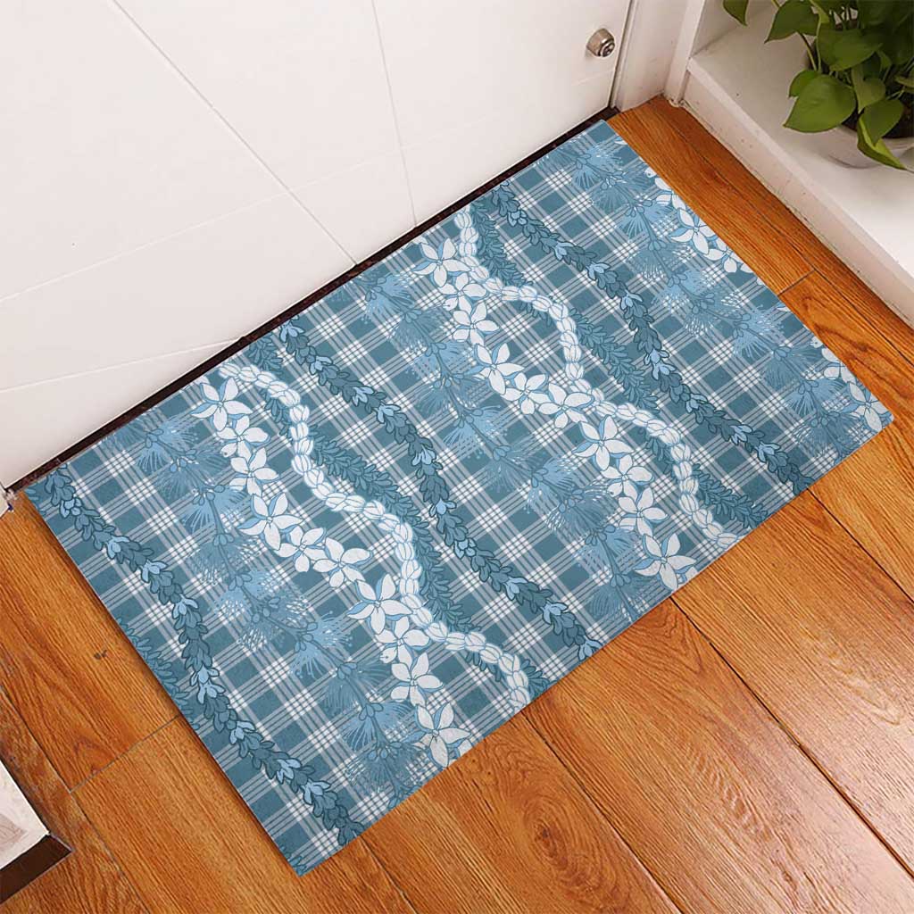 Hawaiian Ohia Lehua Lei Rubber Doormat Plaid Palaka Uliuli Omaomao Pattern LT9 - Polynesian Pride