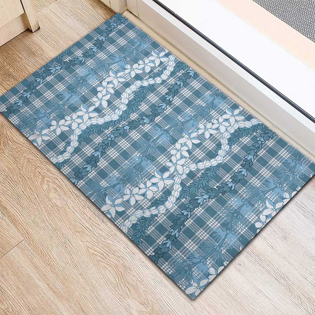 Hawaiian Ohia Lehua Lei Rubber Doormat Plaid Palaka Uliuli Omaomao Pattern LT9 - Polynesian Pride