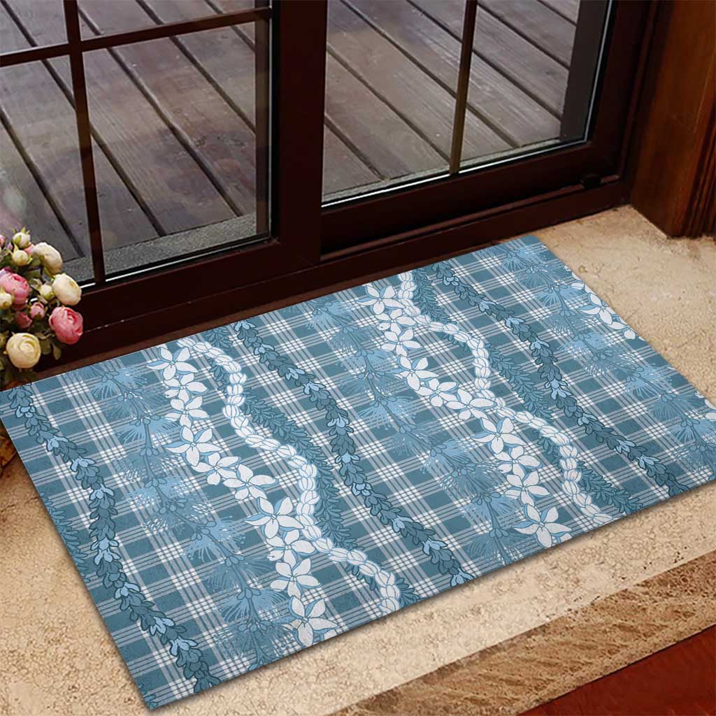 Hawaiian Ohia Lehua Lei Rubber Doormat Plaid Palaka Uliuli Omaomao Pattern LT9 - Polynesian Pride