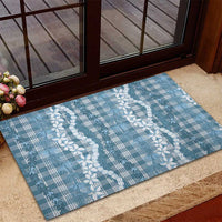 Hawaiian Ohia Lehua Lei Rubber Doormat Plaid Palaka Uliuli Omaomao Pattern LT9 - Polynesian Pride