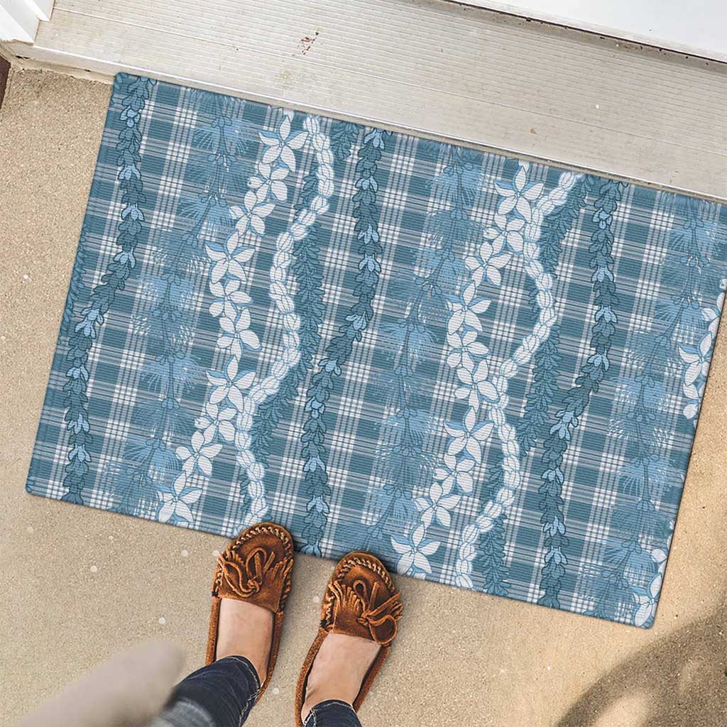 Hawaiian Ohia Lehua Lei Rubber Doormat Plaid Palaka Uliuli Omaomao Pattern LT9 - Polynesian Pride