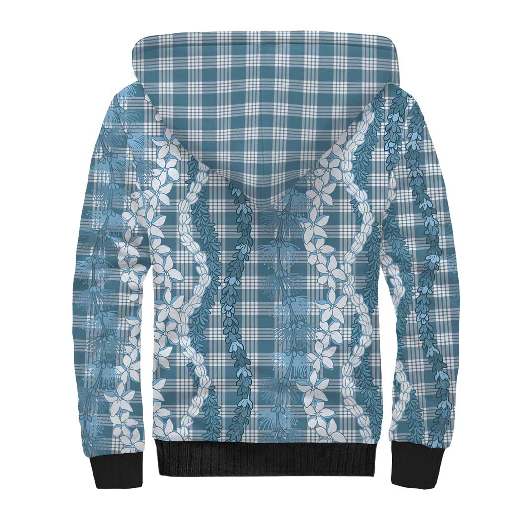 Hawaiian Ohia Lehua Lei Sherpa Hoodie Plaid Palaka Uliuli Omaomao Pattern - Polynesian Pride