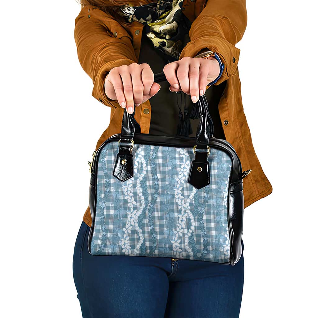 Hawaiian Ohia Lehua Lei Shoulder Handbag Plaid Palaka Uliuli Omaomao Pattern LT9 One Size Teal - Polynesian Pride