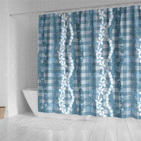 Hawaiian Ohia Lehua Lei Shower Curtain Plaid Palaka Uliuli Omaomao Pattern - Polynesian Pride