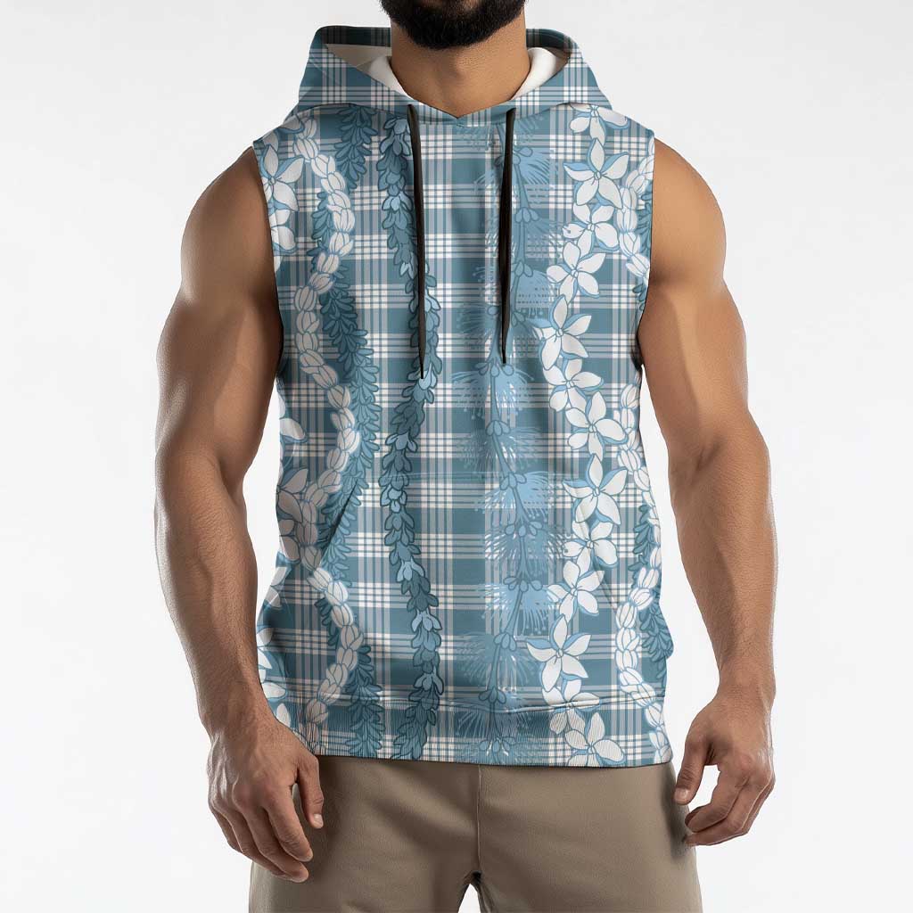 Hawaiian Ohia Lehua Lei Sleeveless Hoodie Plaid Palaka Uliuli Omaomao Pattern LT9 - Polynesian Pride