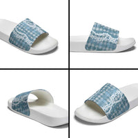 Hawaiian Ohia Lehua Lei Slide Sandals Plaid Palaka Uliuli Omaomao Pattern LT9 - Polynesian Pride