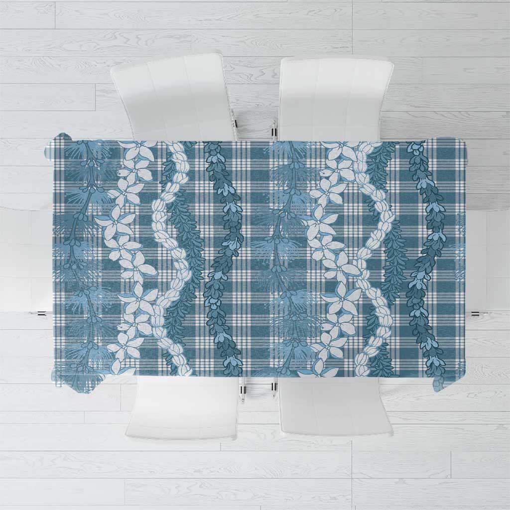 Hawaiian Ohia Lehua Lei Tablecloth Plaid Palaka Uliuli Omaomao Pattern LT9 Teal - Polynesian Pride