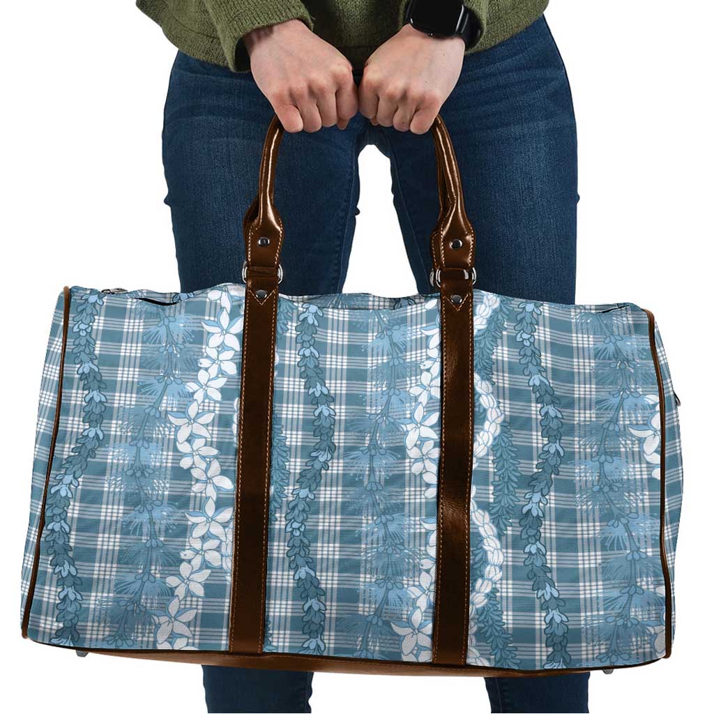 Hawaiian Ohia Lehua Lei Travel Bag Plaid Palaka Uliuli Omaomao Pattern LT9 Teal - Polynesian Pride