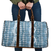 Hawaiian Ohia Lehua Lei Travel Bag Plaid Palaka Uliuli Omaomao Pattern LT9 Teal - Polynesian Pride