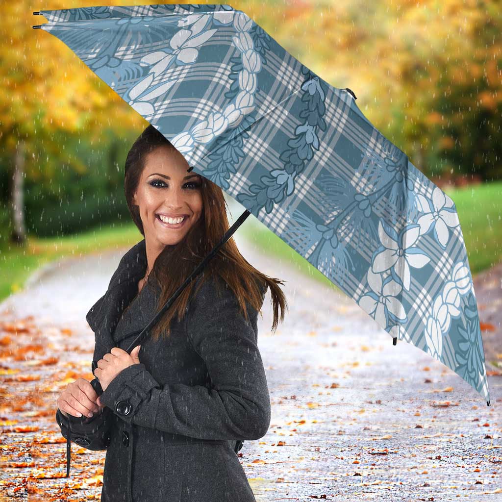 Hawaiian Ohia Lehua Lei Umbrella Plaid Palaka Uliuli Omaomao Pattern - Polynesian Pride