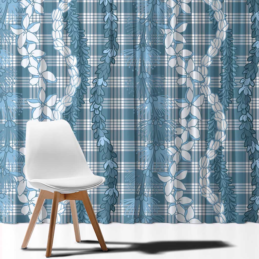 Hawaiian Ohia Lehua Lei Window Curtain Plaid Palaka Uliuli Omaomao Pattern - Polynesian Pride