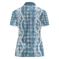 Hawaiian Ohia Lehua Lei Women Polo Shirt Plaid Palaka Uliuli Omaomao Pattern - Polynesian Pride