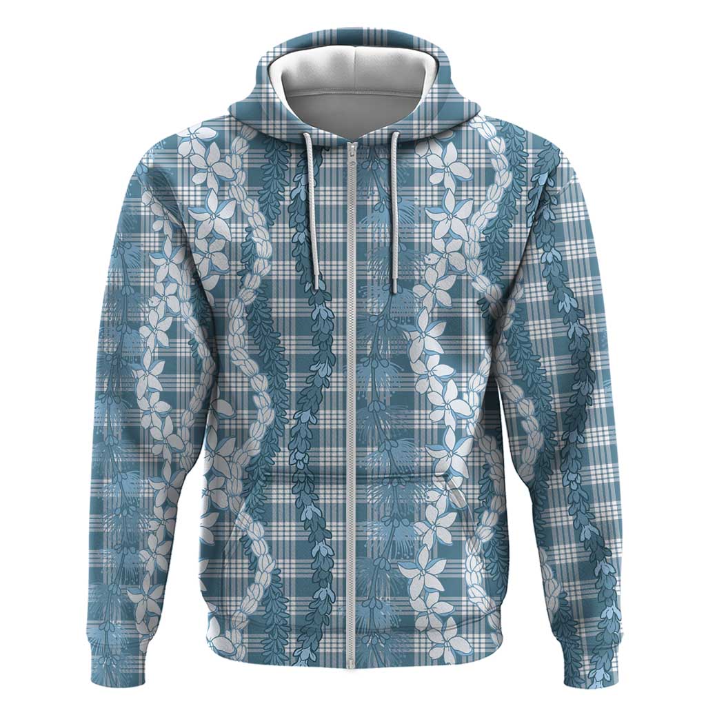 Hawaiian Ohia Lehua Lei Zip Hoodie Plaid Palaka Uliuli Omaomao Pattern - Polynesian Pride