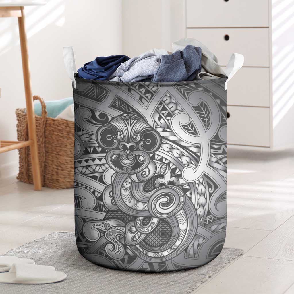 Aotearoa Maori Hei Tiki Laundry Basket Kiwikiwi Kowhaiwhai Puhoro Motif LT9 Grey - Polynesian Pride