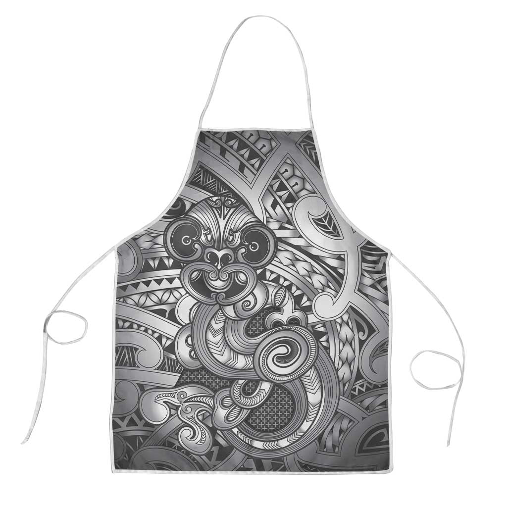Aotearoa Maori Hei Tiki Apron Kiwikiwi Kowhaiwhai Puhoro Motif LT9 Grey - Polynesian Pride