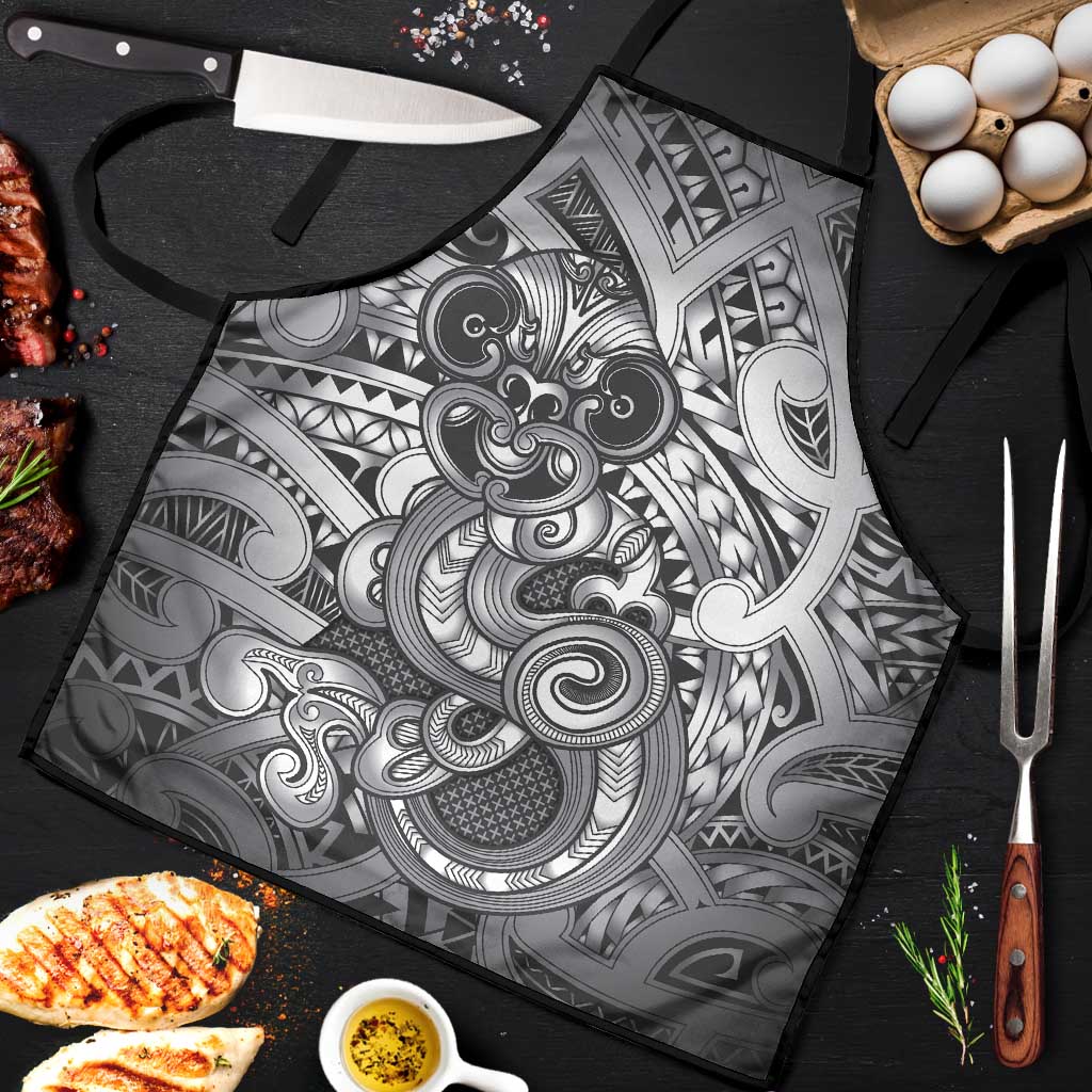 Aotearoa Maori Hei Tiki Apron Kiwikiwi Kowhaiwhai Puhoro Motif LT9 Grey - Polynesian Pride