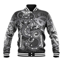 Aotearoa Maori Hei Tiki Baseball Jacket Kiwikiwi Kowhaiwhai Puhoro Motif LT9 Unisex Grey - Polynesian Pride