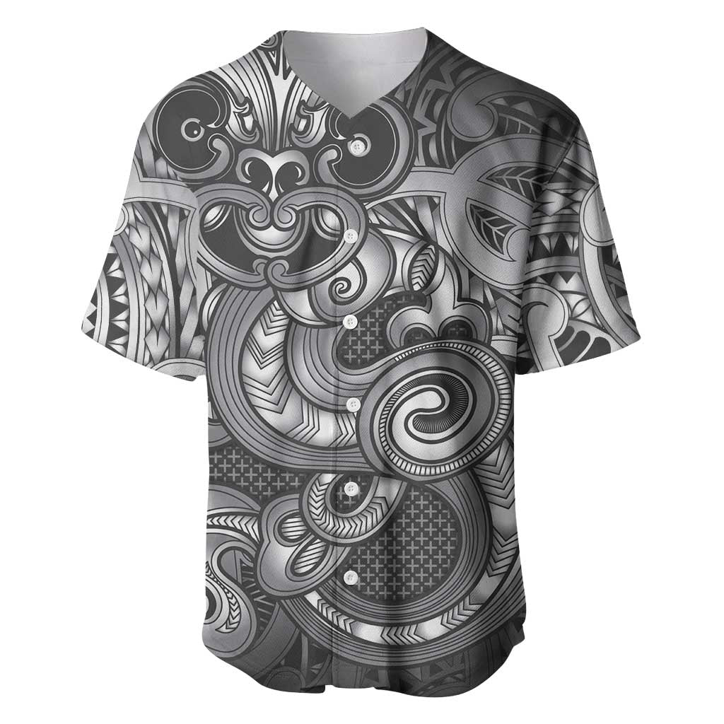 Aotearoa Maori Hei Tiki Baseball Jersey Kiwikiwi Kowhaiwhai Puhoro Motif LT9 Grey - Polynesian Pride