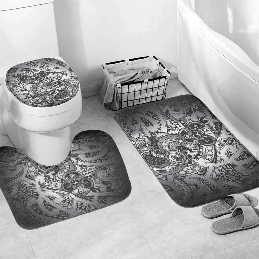 Aotearoa Maori Hei Tiki Bathroom Set Kiwikiwi Kowhaiwhai Puhoro Motif LT9 Mat Set Only (3 pcs) One Size Grey - Polynesian Pride