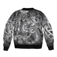 Aotearoa Maori Hei Tiki Bomber Jacket Kiwikiwi Kowhaiwhai Puhoro Motif LT9 - Polynesian Pride