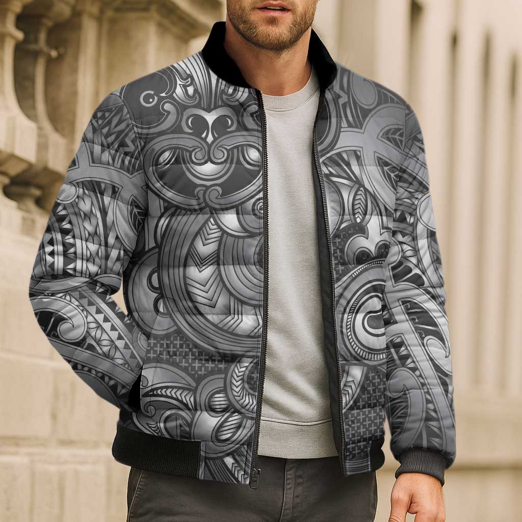Aotearoa Maori Hei Tiki Bomber Puffer Jacket Kiwikiwi Kowhaiwhai Puhoro Motif