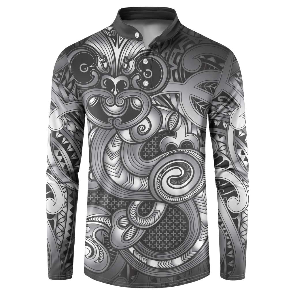 Aotearoa Maori Hei Tiki Button Sweatshirt Kiwikiwi Kowhaiwhai Puhoro Motif LT9 Grey - Polynesian Pride