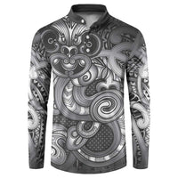 Aotearoa Maori Hei Tiki Button Sweatshirt Kiwikiwi Kowhaiwhai Puhoro Motif LT9 Grey - Polynesian Pride