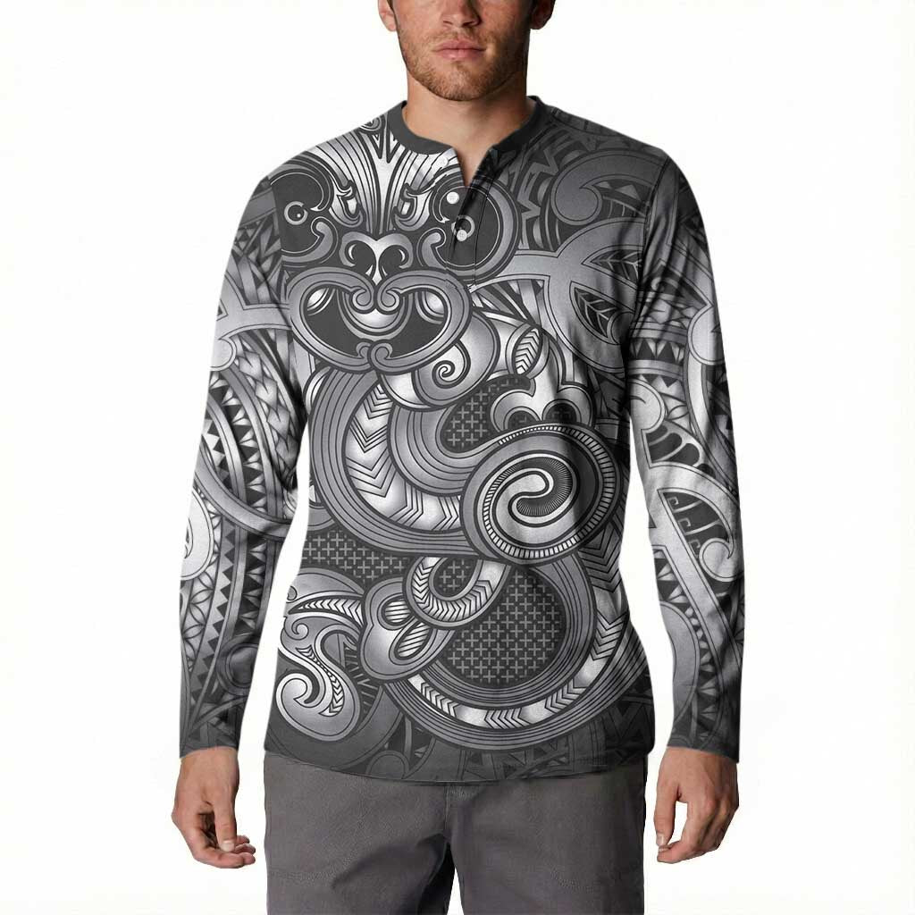 Aotearoa Maori Hei Tiki Button Sweatshirt Kiwikiwi Kowhaiwhai Puhoro Motif LT9 - Polynesian Pride