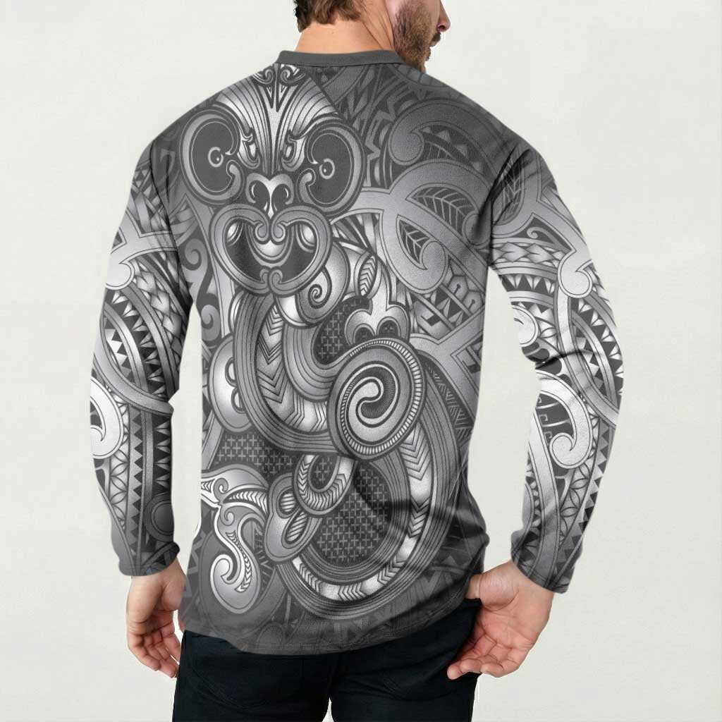 Aotearoa Maori Hei Tiki Button Sweatshirt Kiwikiwi Kowhaiwhai Puhoro Motif LT9 - Polynesian Pride