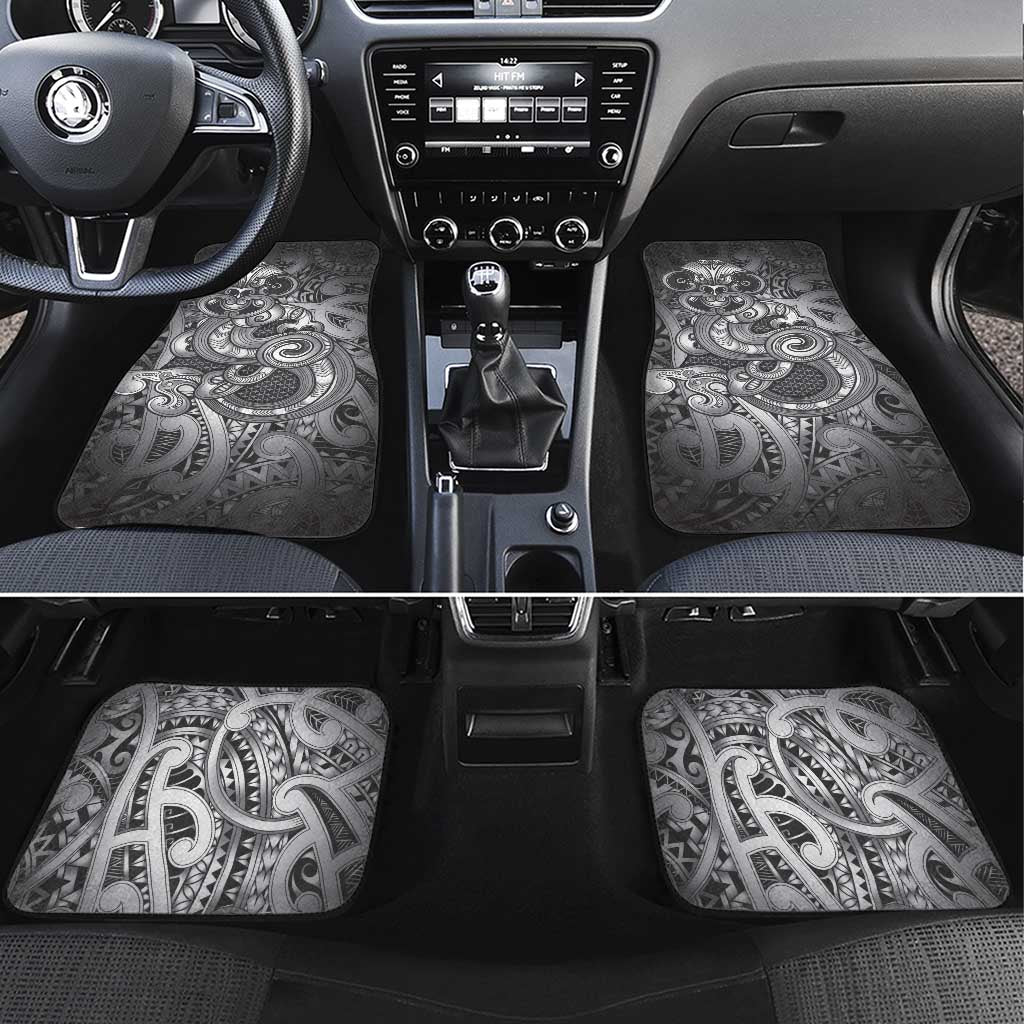 Aotearoa Maori Hei Tiki Car Mats Kiwikiwi Kowhaiwhai Puhoro Motif LT9 Set 4pcs Grey - Polynesian Pride