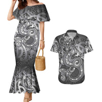 Aotearoa Maori Hei Tiki Couples Matching Mermaid Dress and Hawaiian Shirt Kiwikiwi Kowhaiwhai Puhoro Motif