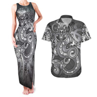 Aotearoa Maori Hei Tiki Couples Matching Tank Maxi Dress and Hawaiian Shirt Kiwikiwi Kowhaiwhai Puhoro Motif