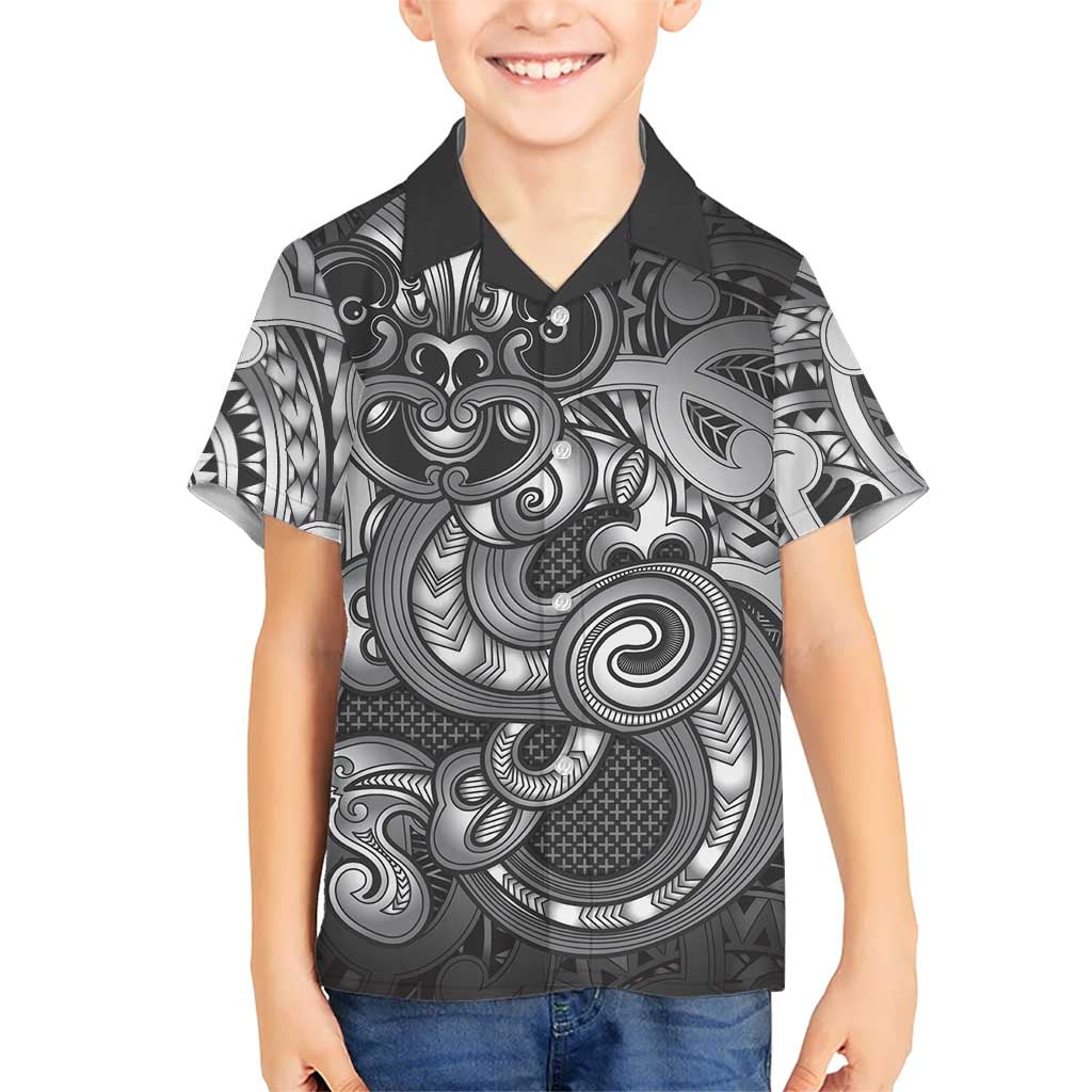 Aotearoa Maori Hei Tiki Family Matching Long Sleeve Bodycon Dress and Hawaiian Shirt Kiwikiwi Kowhaiwhai Puhoro Motif