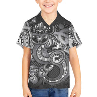 Aotearoa Maori Hei Tiki Family Matching Long Sleeve Bodycon Dress and Hawaiian Shirt Kiwikiwi Kowhaiwhai Puhoro Motif