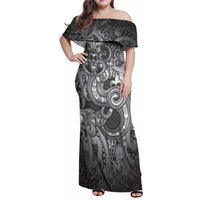 Aotearoa Maori Hei Tiki Family Matching Off Shoulder Maxi Dress and Hawaiian Shirt Kiwikiwi Kowhaiwhai Puhoro Motif