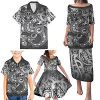 Aotearoa Maori Hei Tiki Family Matching Puletasi and Hawaiian Shirt Kiwikiwi Kowhaiwhai Puhoro Motif