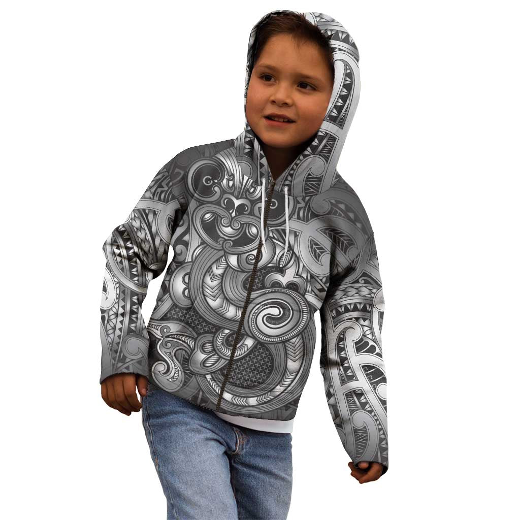 Aotearoa Maori Hei Tiki Kid Hoodie Kiwikiwi Kowhaiwhai Puhoro Motif