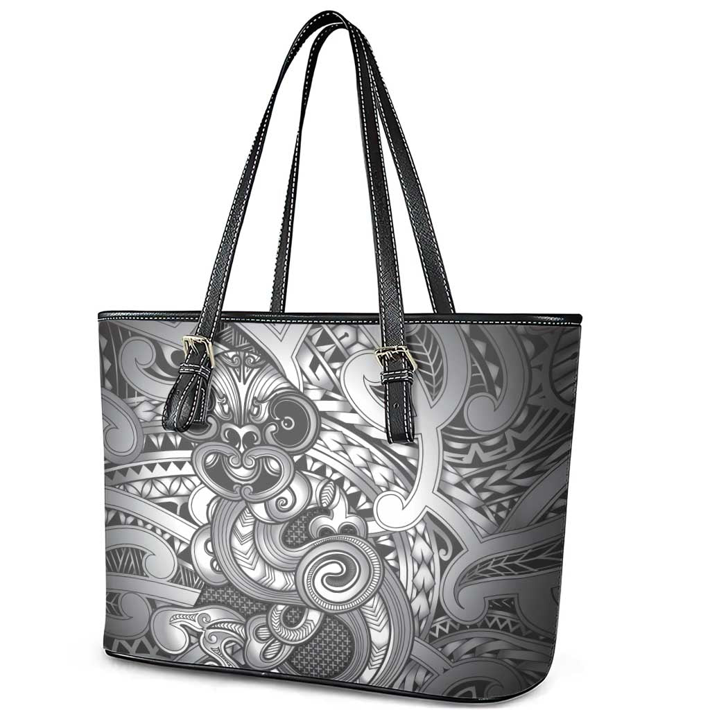 Aotearoa Maori Hei Tiki Leather Tote Bag Kiwikiwi Kowhaiwhai Puhoro Motif LT9 - Polynesian Pride