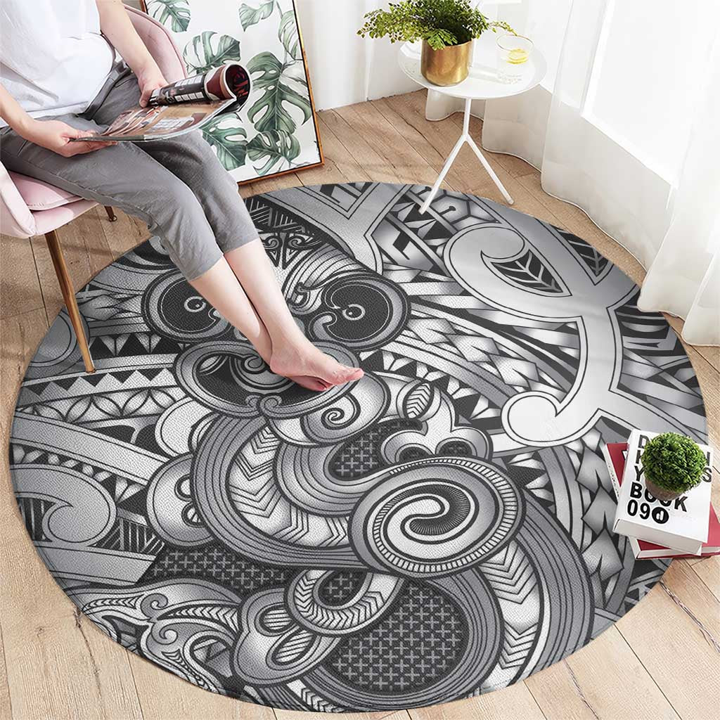 Aotearoa Maori Hei Tiki Round Carpet Kiwikiwi Kowhaiwhai Puhoro Motif LT9 - Polynesian Pride