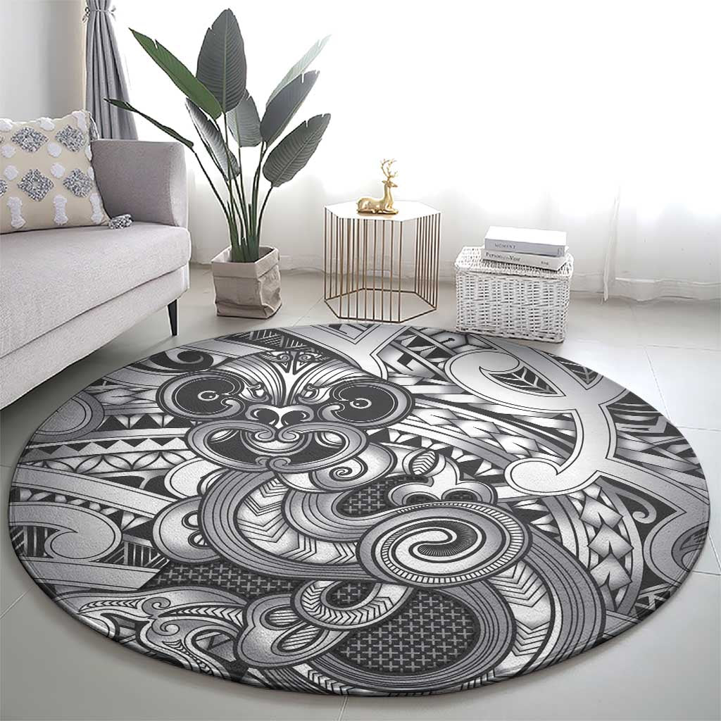 Aotearoa Maori Hei Tiki Round Carpet Kiwikiwi Kowhaiwhai Puhoro Motif LT9 - Polynesian Pride